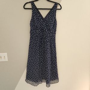 George designs by Mark Eisen crepe V neck polka dot midi dress 4